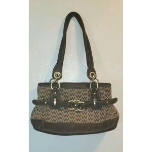 Vtg Y2K Wilson Leather Brown Signature Belt Accent Leather Trim Shoulder Handbag